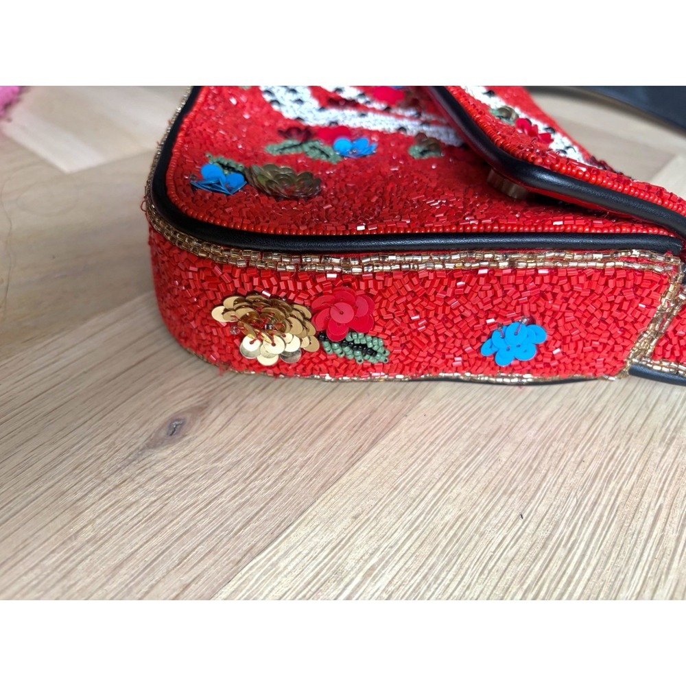 Staud Red Beaded Snake Tommy Shoulder Bag - Picture 3 of 6